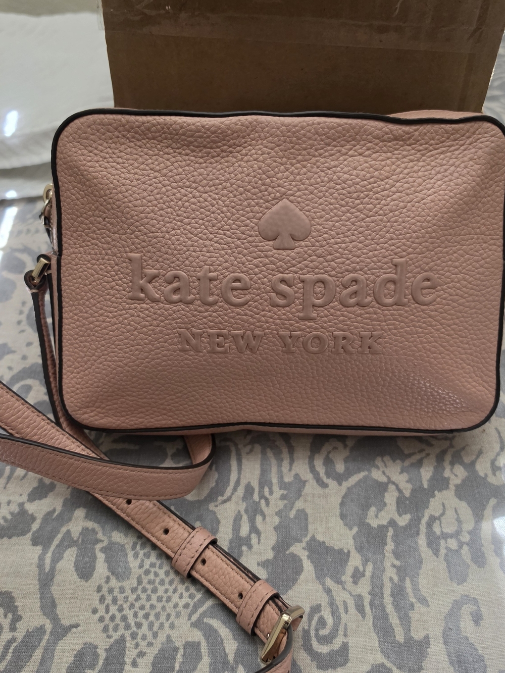 Kate Spade Blush Pink Pebbled 9x6 Leather Crossbody Camera Bag